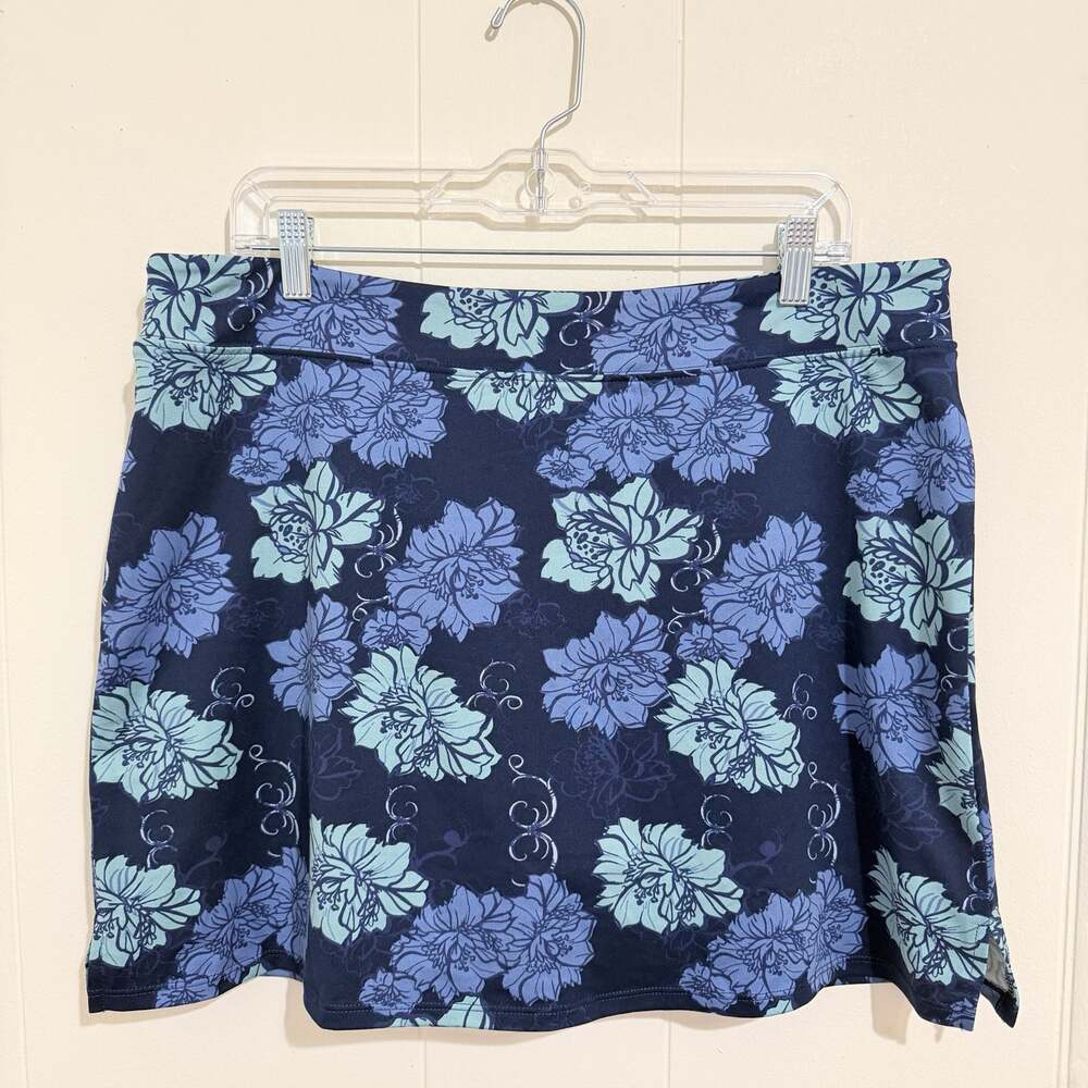 Tranquility Floral Athletic Skort XL Blue Golf Tennis Outdoor Skort